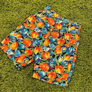 Vintage 80s Gap Bright Multicolored Floral Tulip High Waisted Shorts